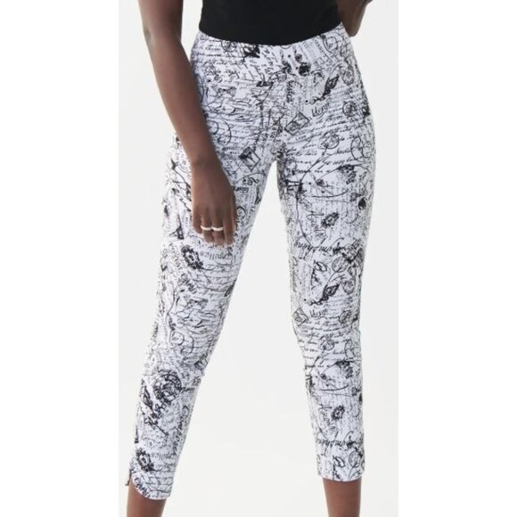 Joseph Ribkoff Cropped Pants Black & White Big City Print Size 4 - Picture 2 of 10
